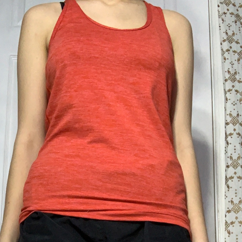 A red racerback tank top
